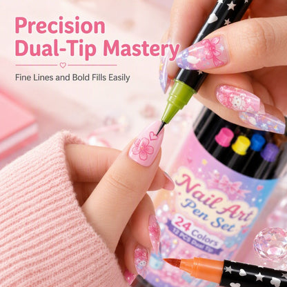 🎃 Halloween Flash Sale! 👻 35K+ Sold! 💅 24-Color Dual-Ended Nail Art Pens – DIY Manicure Kit 🎁