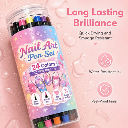 🎃 Halloween Flash Sale! 👻 35K+ Sold! 💅 24-Color Dual-Ended Nail Art Pens – DIY Manicure Kit 🎁