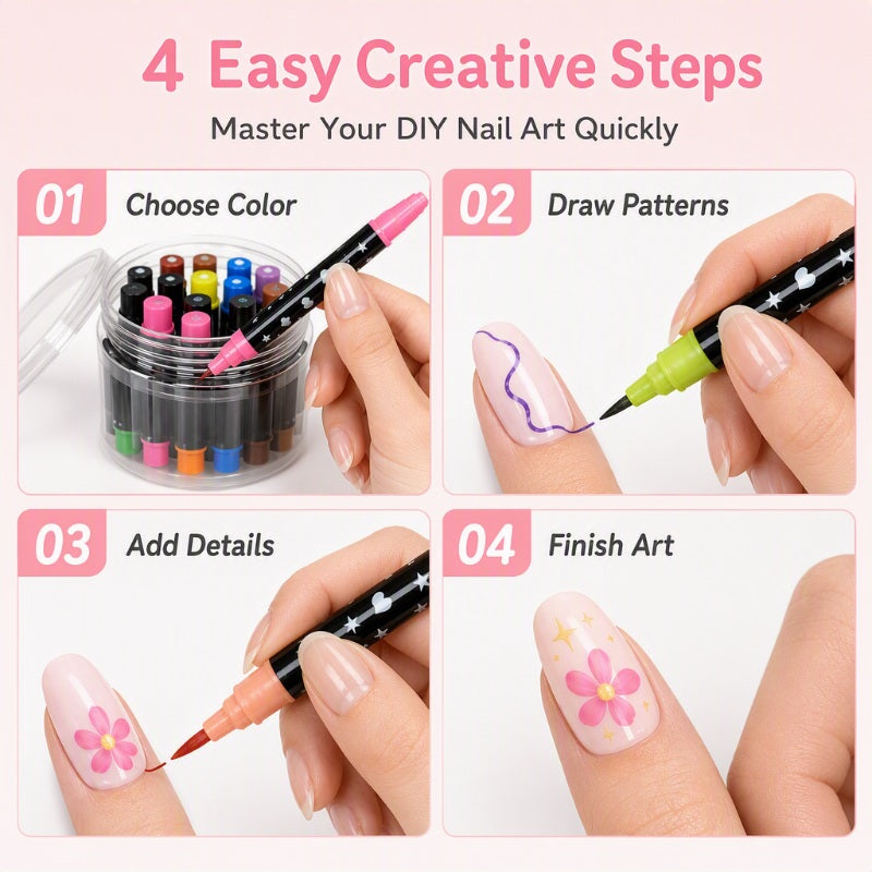 🎃 Halloween Flash Sale! 👻 35K+ Sold! 💅 24-Color Dual-Ended Nail Art Pens – DIY Manicure Kit 🎁