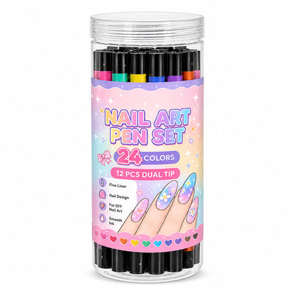 🎃 Halloween Flash Sale! 👻 35K+ Sold! 💅 24-Color Dual-Ended Nail Art Pens – DIY Manicure Kit 🎁